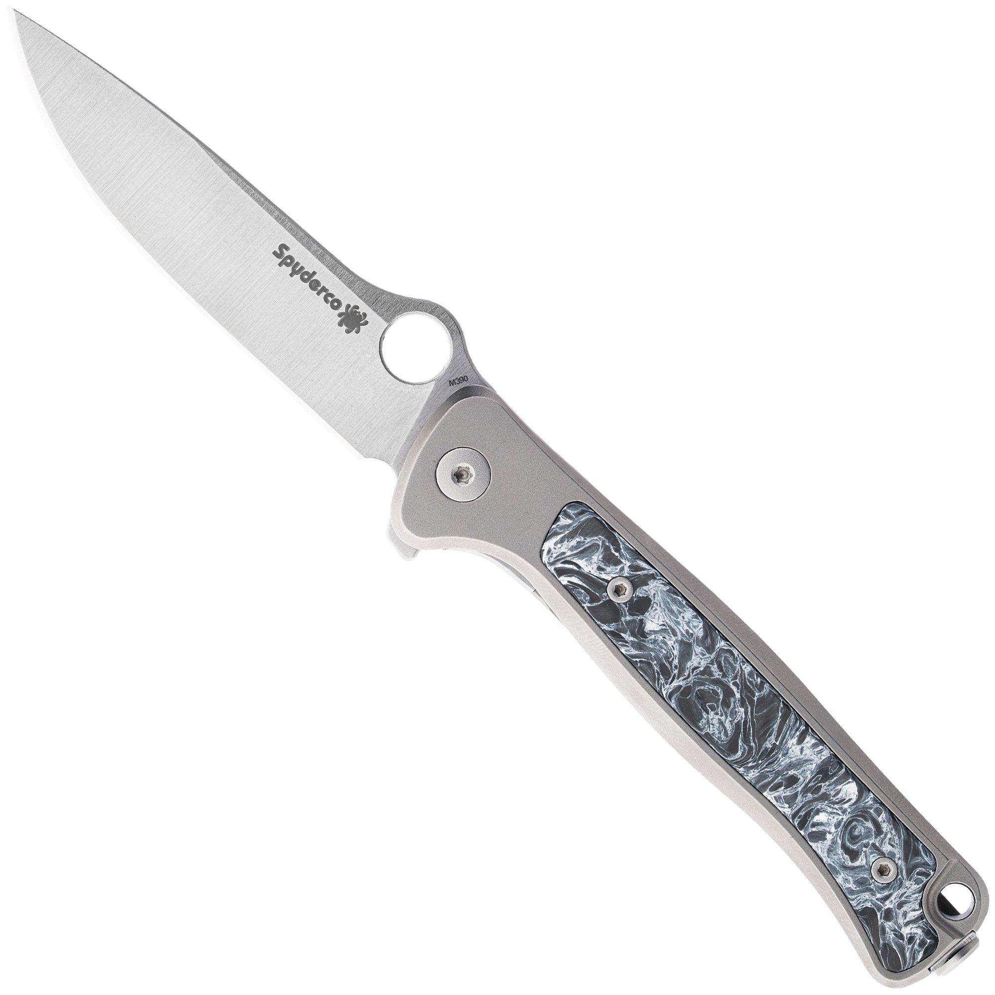 Couteau de poche Spyderco Thyn avec manche en titane, insert en fibre de carbone et lame en Böhler M390