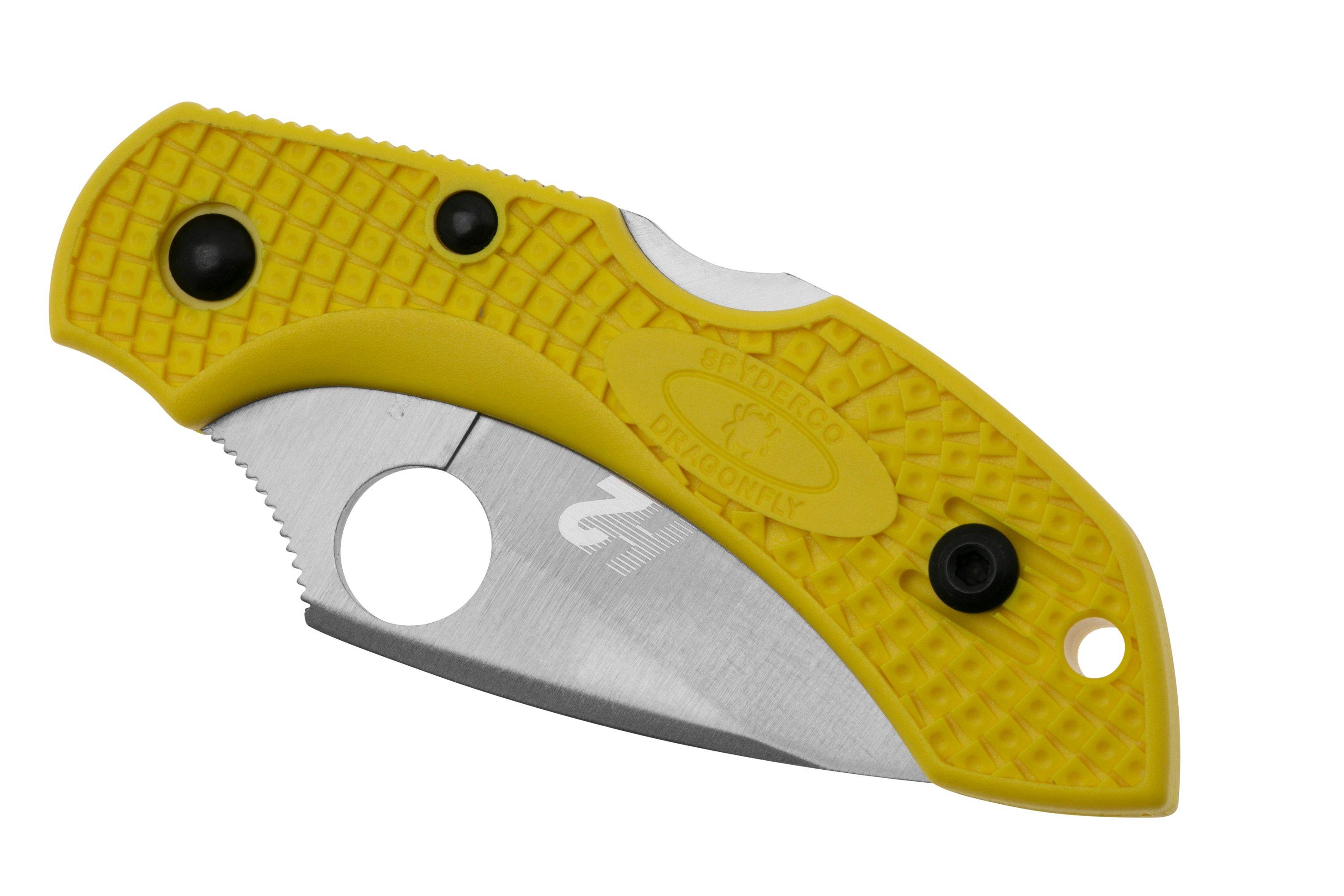 Spyderco Dragonfly 2 Salt H-2 C28SYL2 Yellow FRN, serrated pocket knife ...