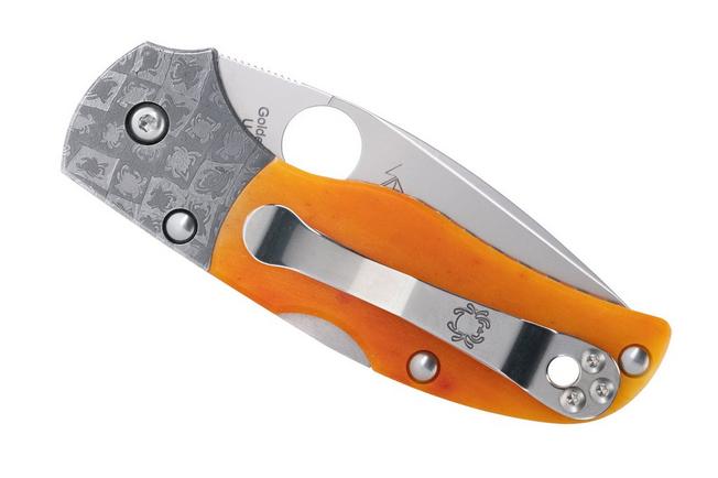 Afbeelding voor Spyderco Native 5 50th Anniversary CPM S90V, C41BA50TH, Bug Mosaic Damascus Bolsters, Amber Bone, Sprint Run zakmes