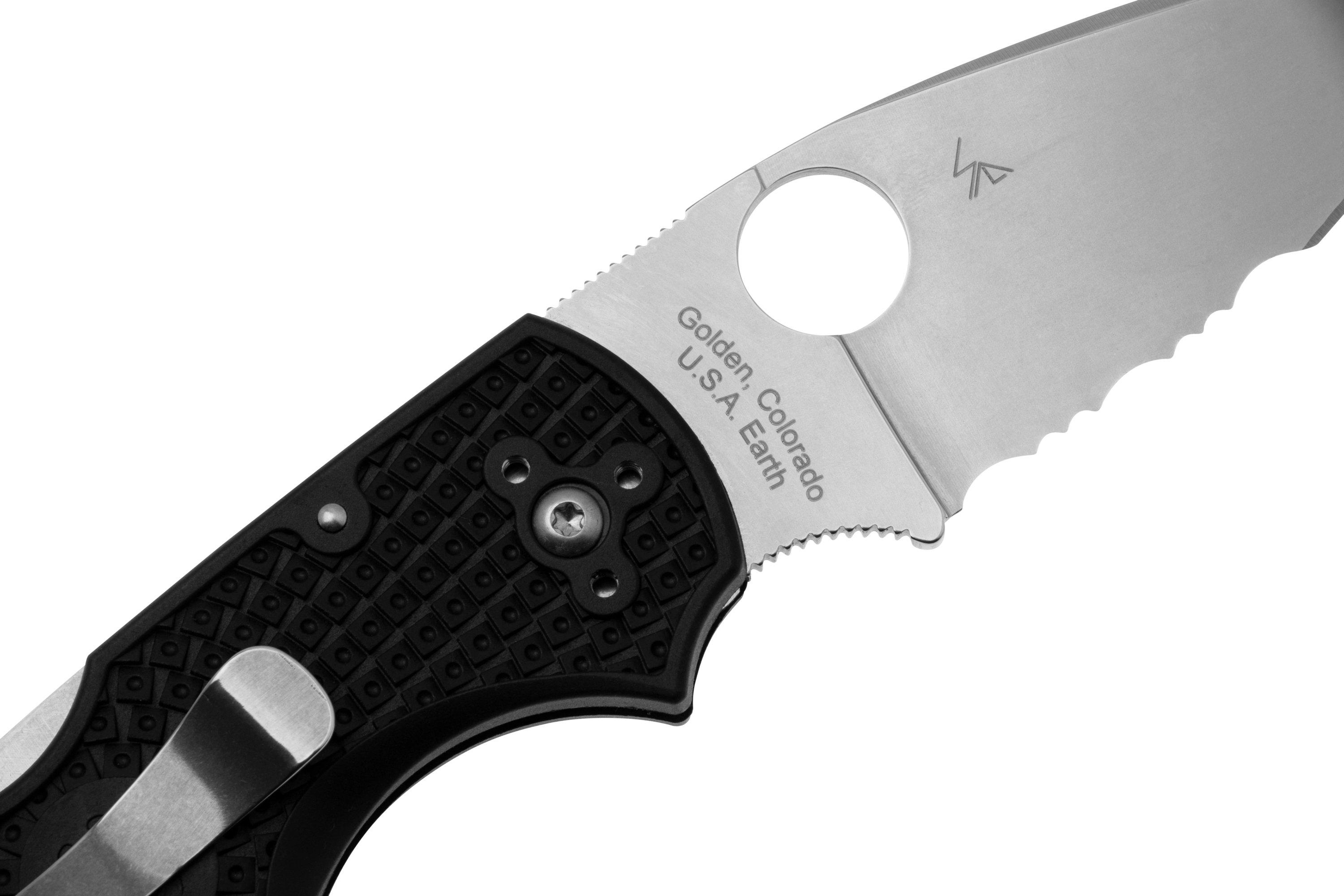 Spyderco Native 5 Lightweight C41PSBK5 Black FRN, partially serrated ...