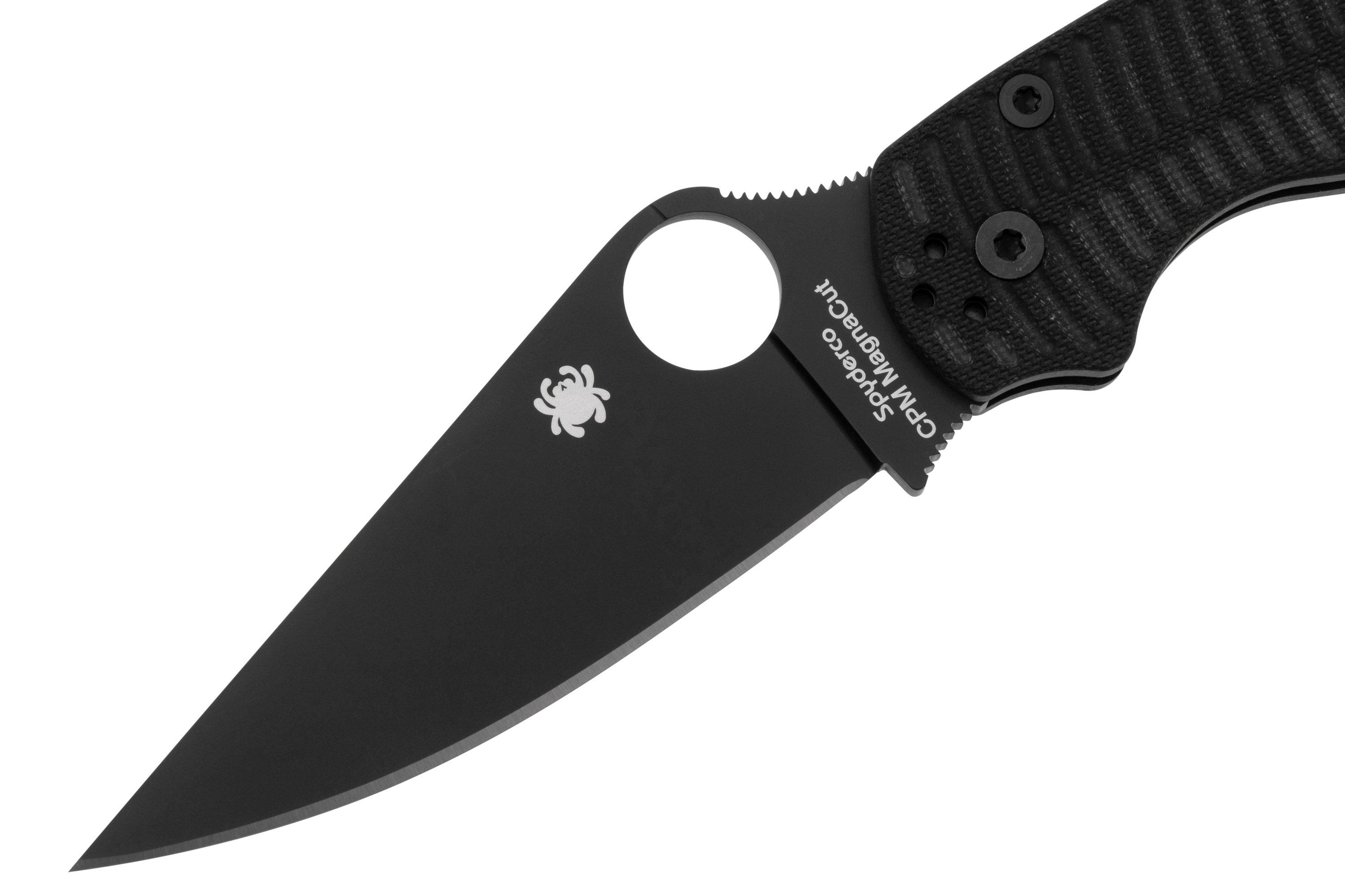 Spyderco Paramilitary 2 Salt, CPM MagnaCut Black DLC, Black G10 ...