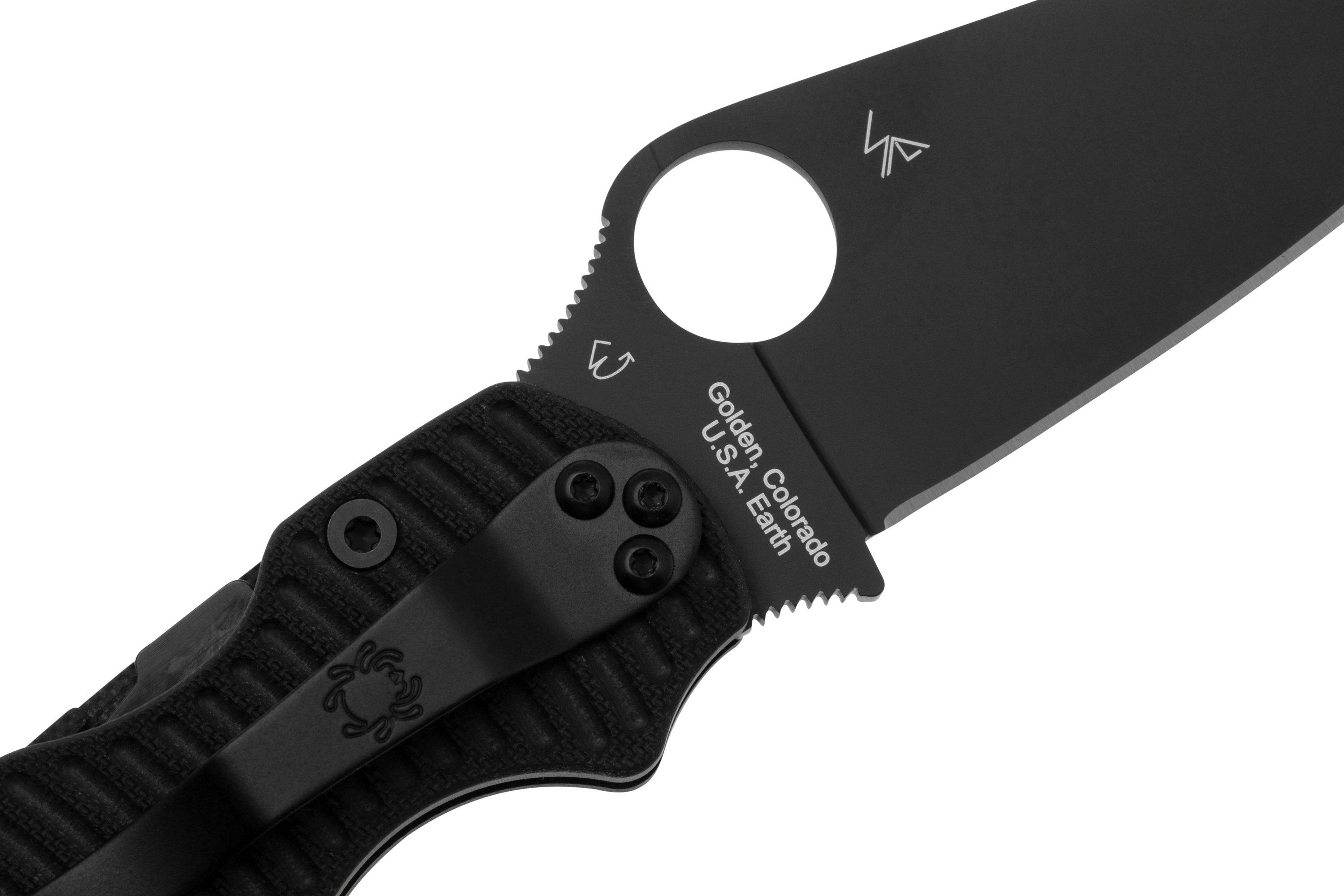 Spyderco Paramilitary 2 Salt, CPM MagnaCut Black DLC, Black G10 ...