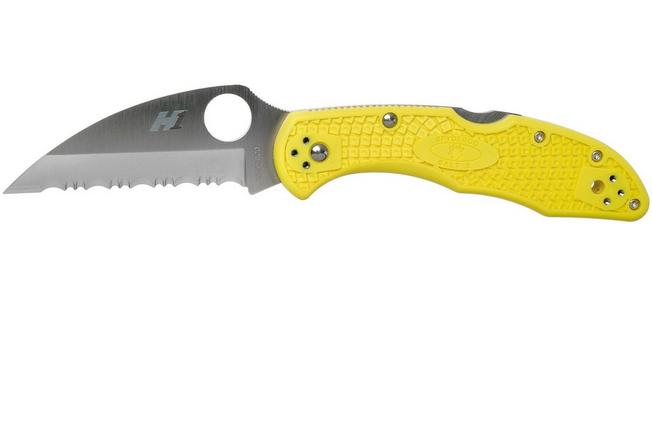 Bild für Spyderco Delica Salt 2 Wharncliffe C88SWCYL2 Taschenmesser, Wellenschliff