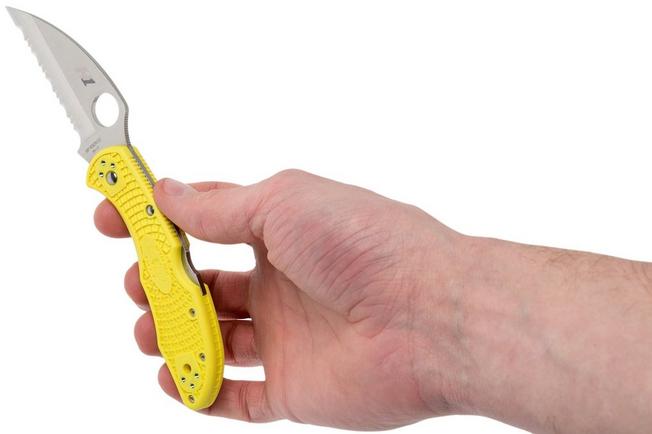 Bild für Spyderco Delica Salt 2 Wharncliffe C88SWCYL2 Taschenmesser, Wellenschliff