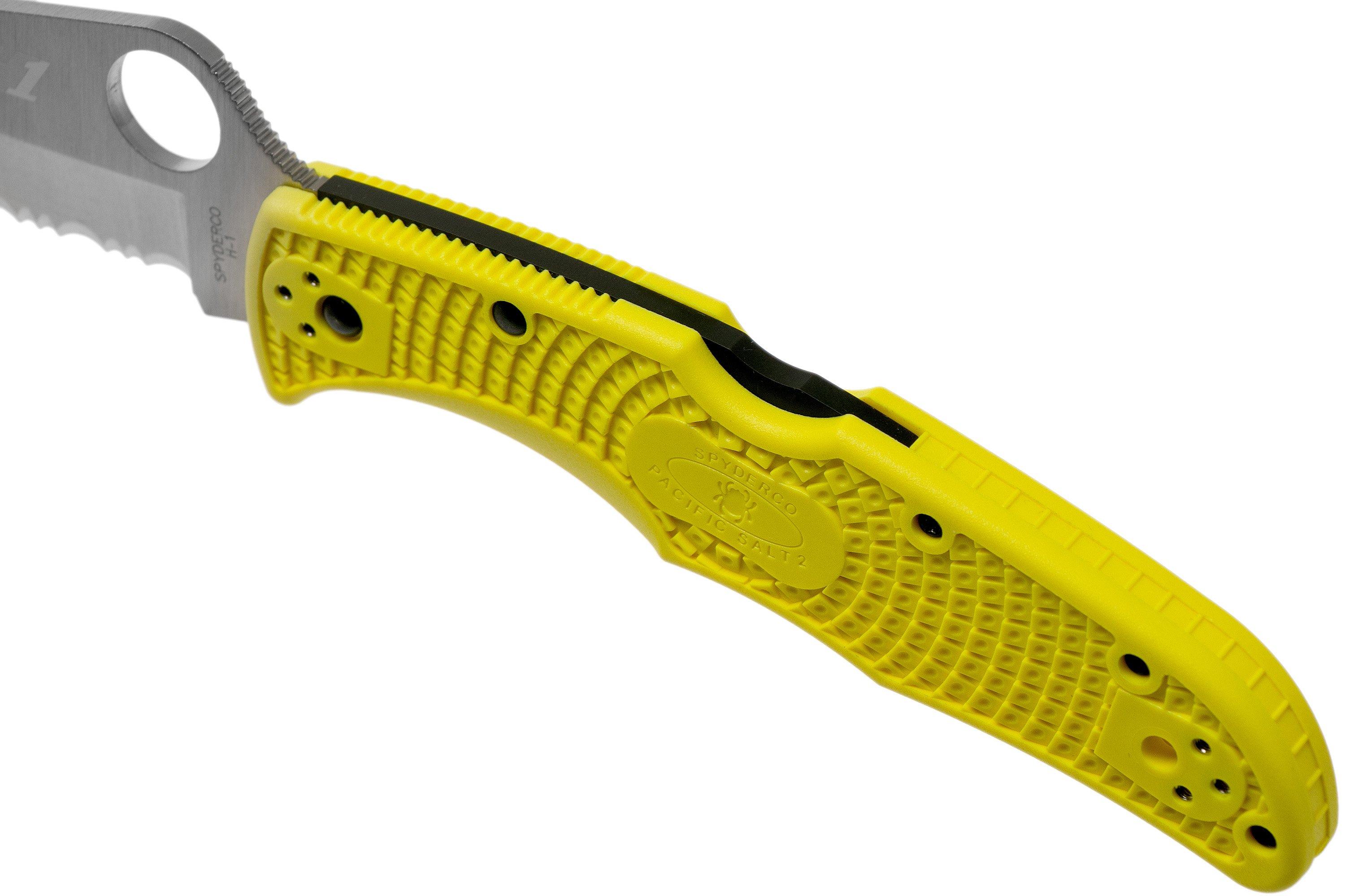 Spyderco Pacific Salt 2 Yellow C91SYL2 serrated pocket knife ...