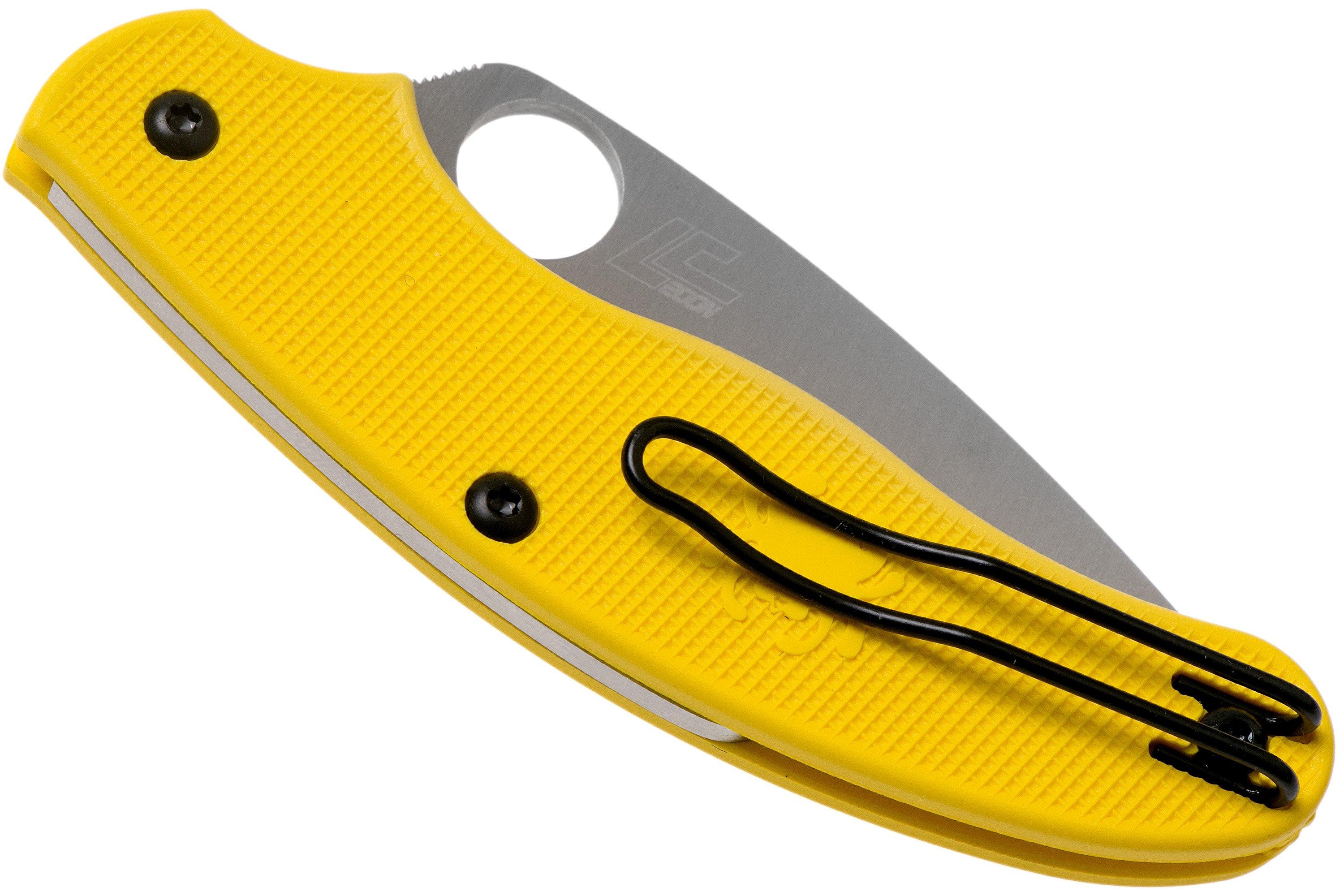 Spyderco UK Penknife Salt LC200N Serrated C94SYL Yellow pocket knife