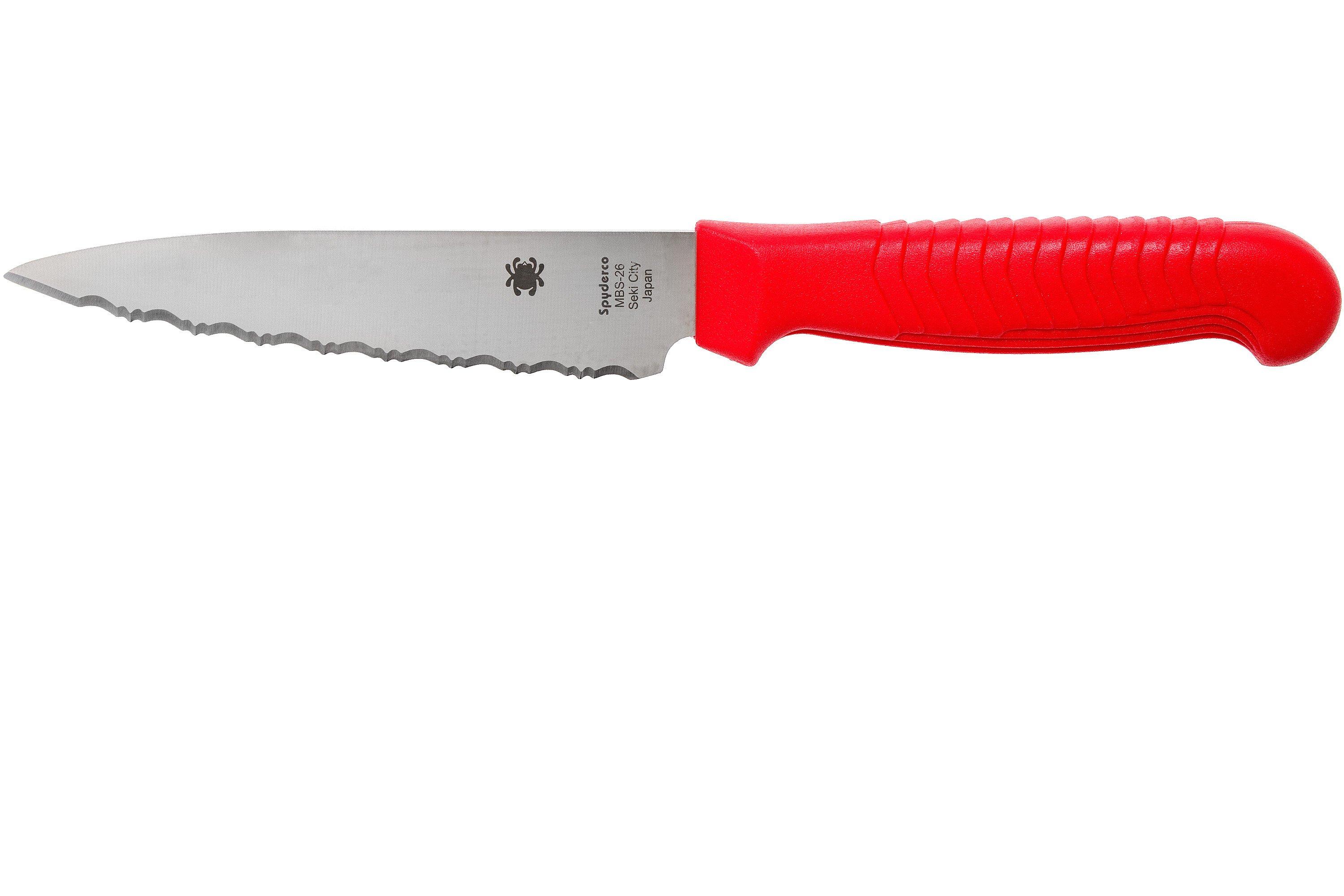 Spyderco K05SRD Paring Knife - 4.48 Serrated Edge MBS-26 Blade - Red  Polypropylene Handle