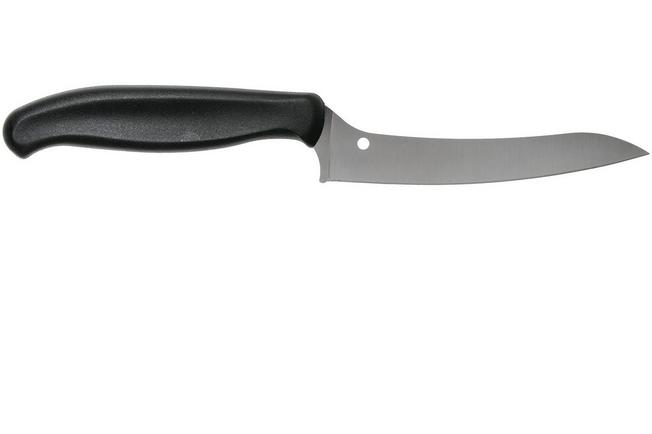 Spyderco Z-Cut Pointed Kitchen Knife Plain Blade Black Handle