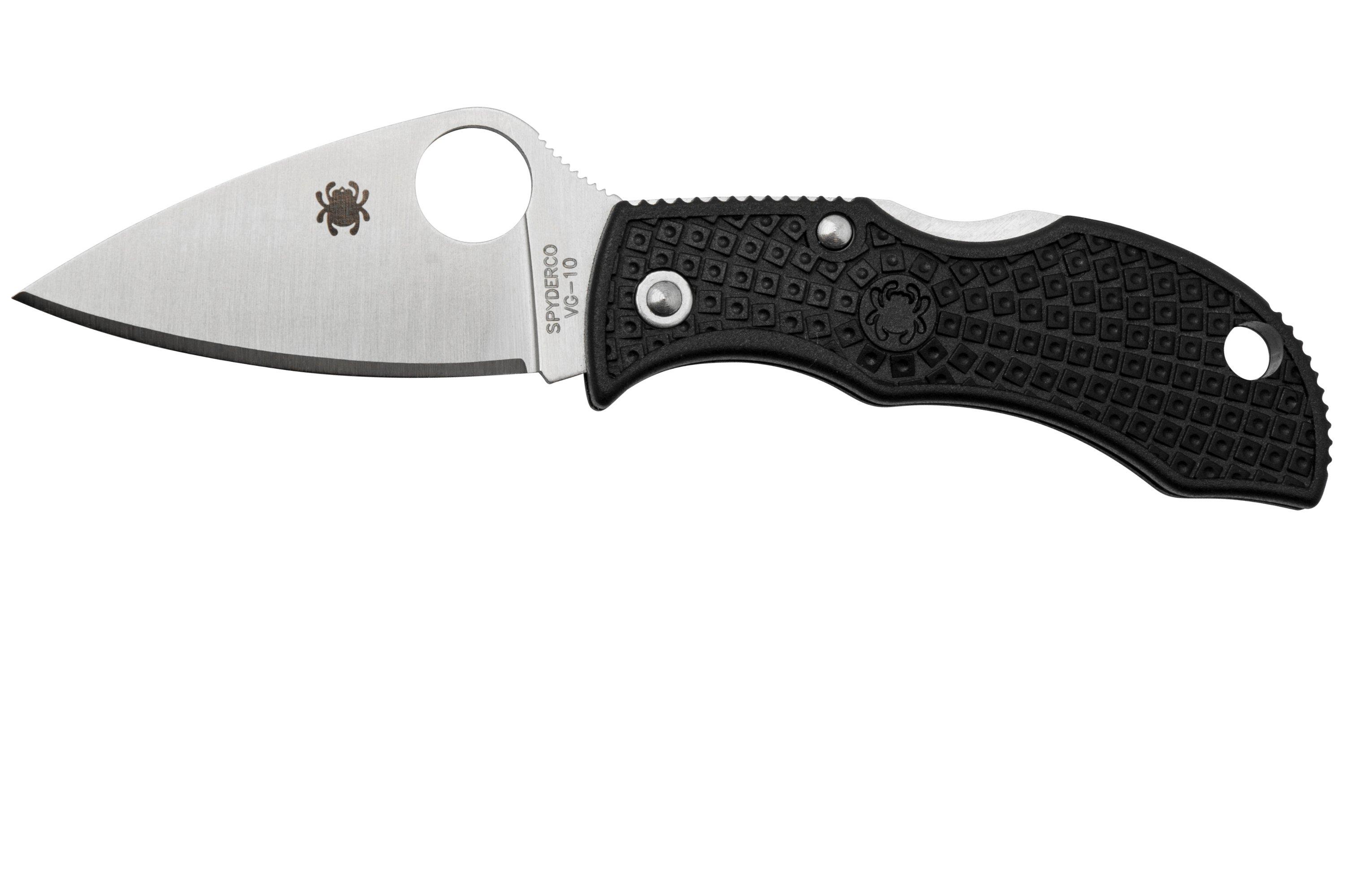 Spyderco Manbug Mbklfp Leafshape Vg-10, Black Frn, Pocket Knife 