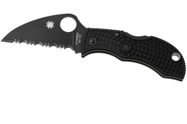 Afbeelding voor Spyderco Manbug Wharncliffe Black MBKWSBK Black FRN serrated zakmes