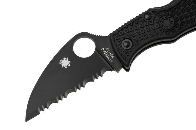 Afbeelding voor Spyderco Manbug Wharncliffe Black MBKWSBK Black FRN serrated zakmes