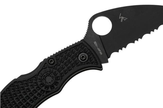 Afbeelding voor Spyderco Manbug Wharncliffe Black MBKWSBK Black FRN serrated zakmes