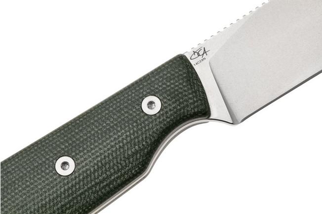 Afbeelding voor StraightLine Bigger Digger BDG-GC Stonewashed 14C28N, Green Canvas Micarta, vaststaand mes