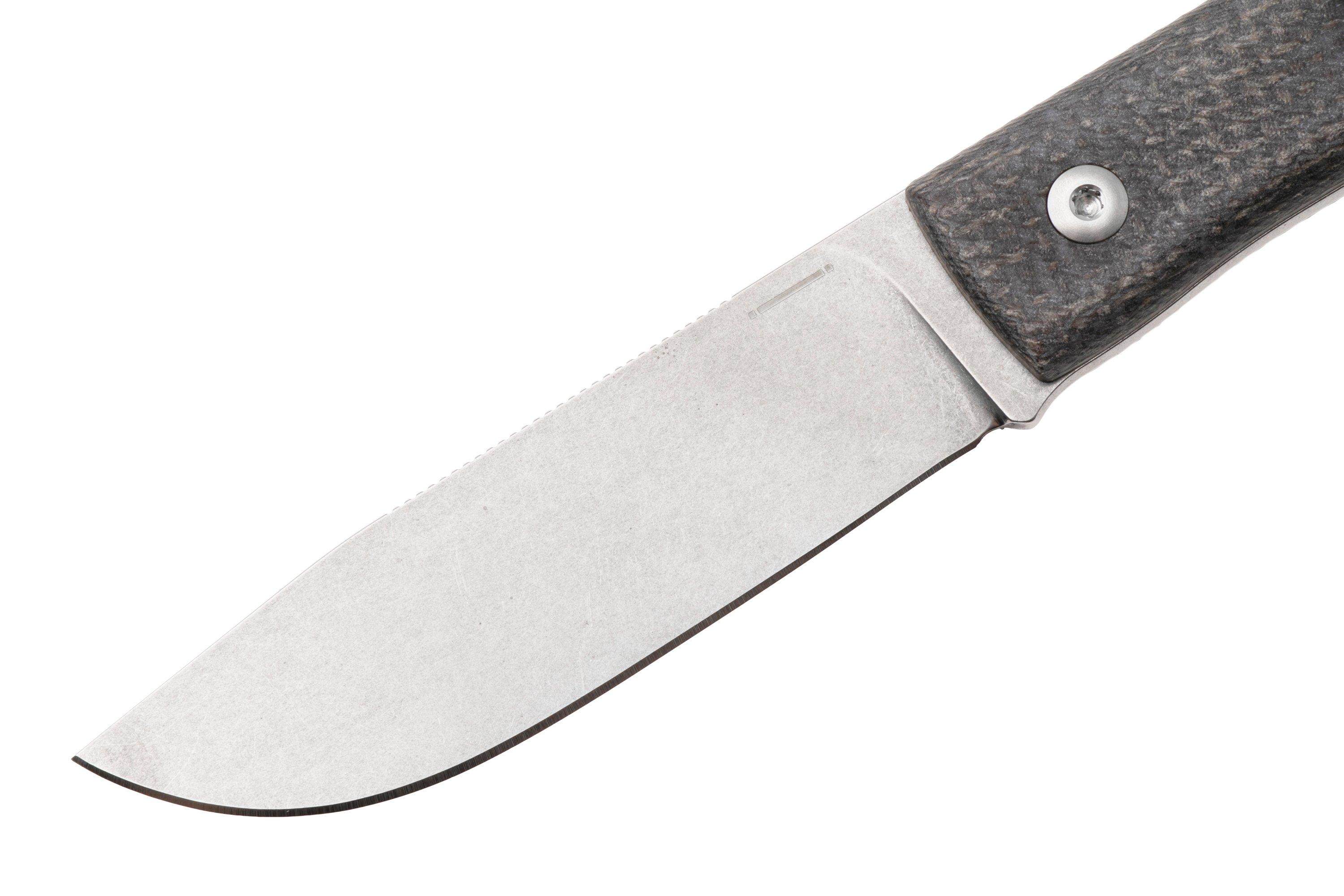 Straightline Buster BS-BB Stonewashed M390, Brown Burlap Micarta ...