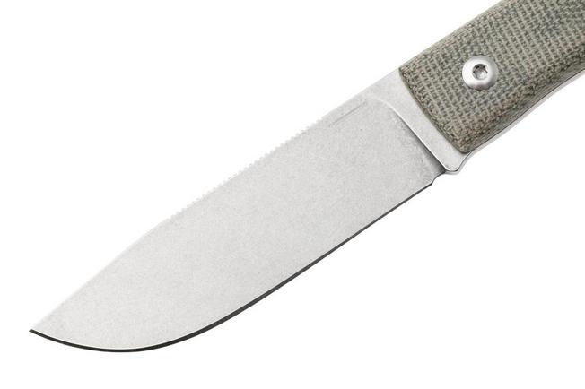 Image for Straightline Buster BS-GC Stonewashed M390, Green Canvas Micarta, fixed knife