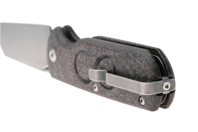 Image for Straightline Rox RX-BB, Stonewashed M390, Brown Burlap Micarta pocket knife, Rossella Visintin & Igor Bortolussi design