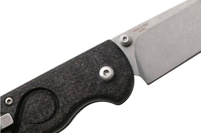 Image for Straightline Rox RX-BB, Stonewashed M390, Brown Burlap Micarta pocket knife, Rossella Visintin & Igor Bortolussi design