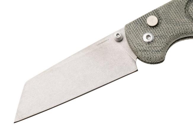 Image for Straightline Rox RX-GC, Stonewashed M390, Green Canvas Micarta pocket knife, Rossella Visintin & Igor Bortolussi design