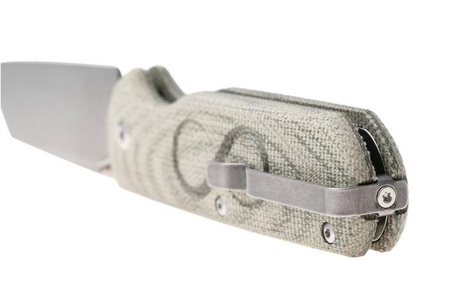 Image for Straightline Rox RX-GC, Stonewashed M390, Green Canvas Micarta pocket knife, Rossella Visintin & Igor Bortolussi design