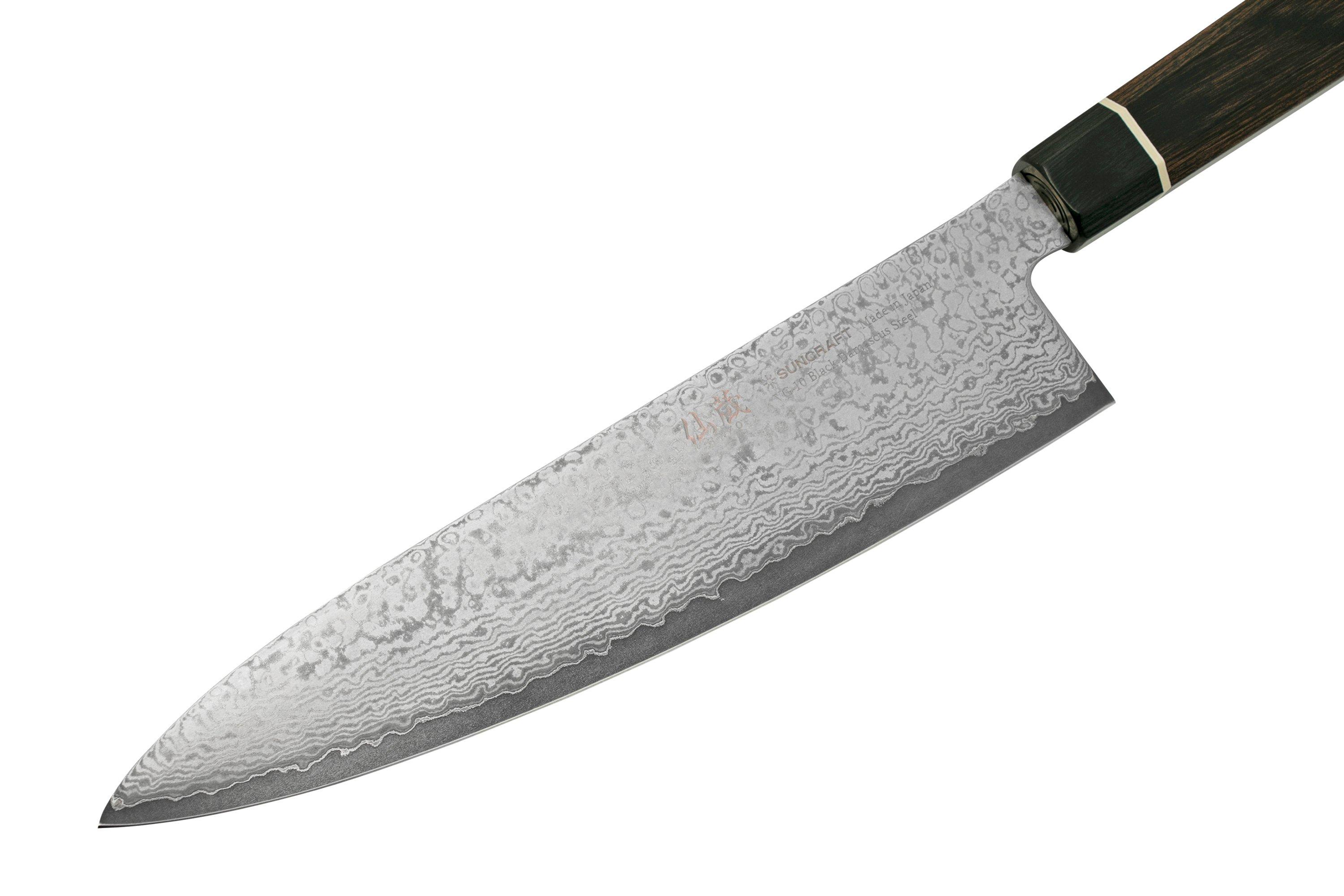 Cuchillo japonés Chef Suncraft Senzo Black 20 cm Damasco negro -  Ganivetería Roca