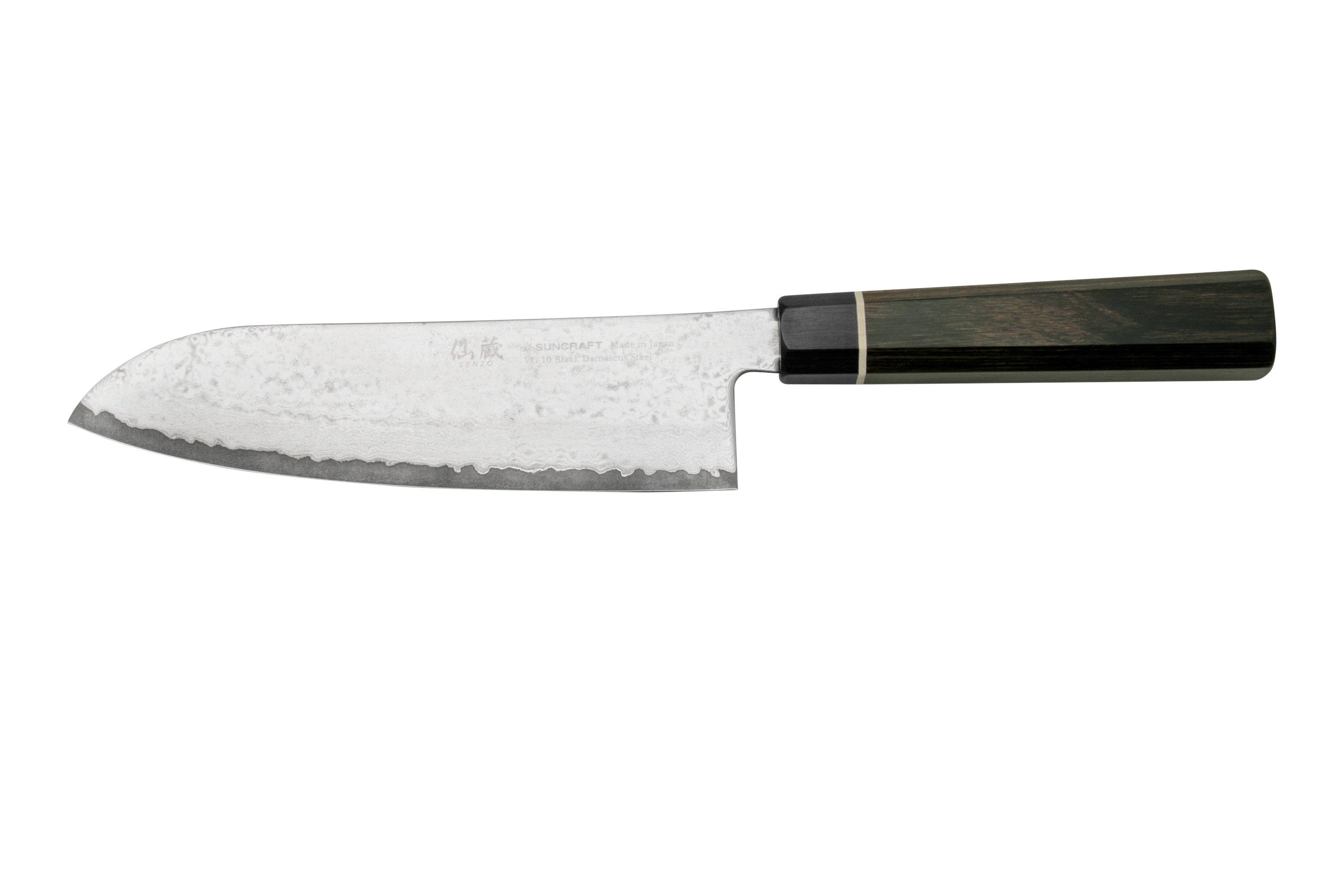 Cuchillo japonés santoku Suncraft Senzo Black 16,7 cm Damasco