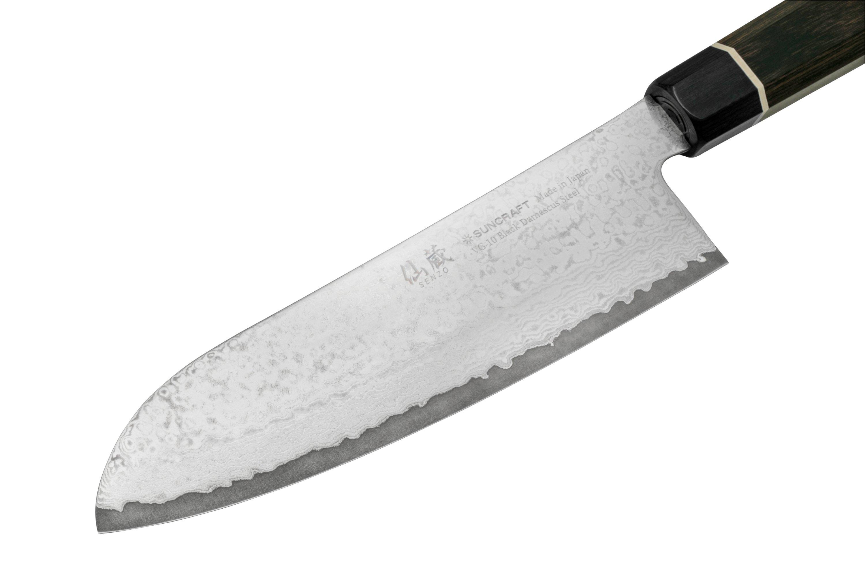 Cuchillo japonés santoku Suncraft Senzo Black 16,7 cm Damasco