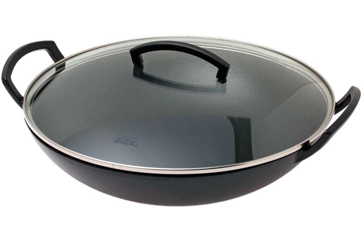 Spring Sartén Wok Hierro Fundido Con Tapa De Vidrio 35 Cm Compras Con Ventajas En 