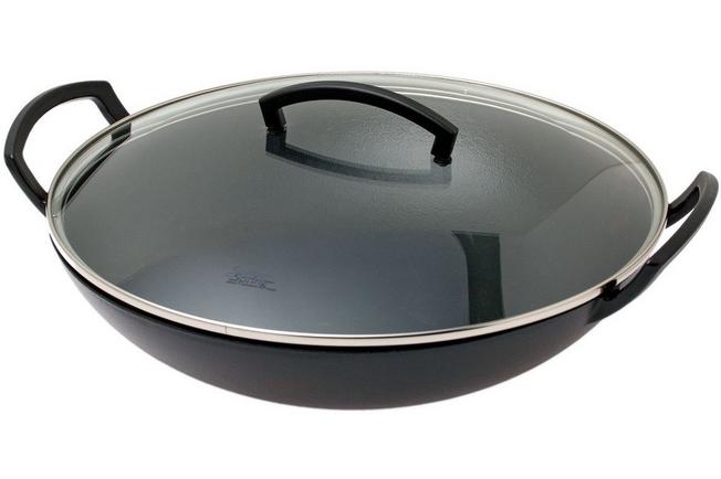 Spring padella wok in ghisa con coperchio in vetro 35 cm, 4,0L