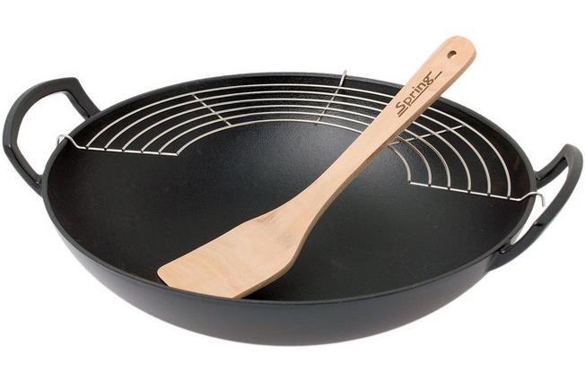 Spring padella wok in ghisa con coperchio in vetro 35 cm, 4,0L