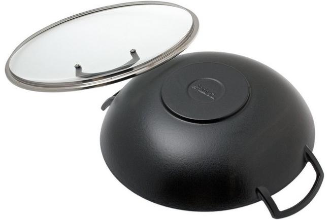 Spring padella wok in ghisa con coperchio in vetro 35 cm, 4,0L