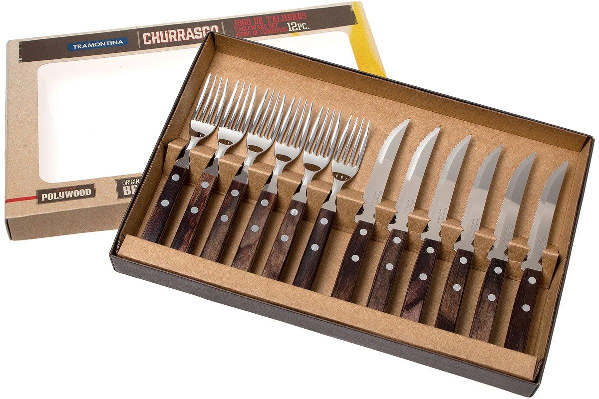 Churrasco BBQ 12 Pc Polywood Fork and Steak Knife Set