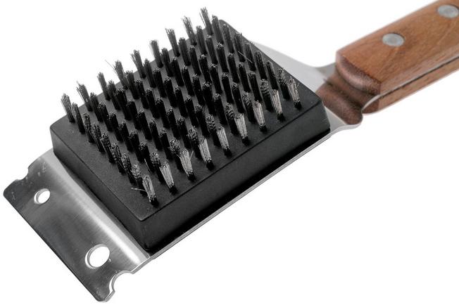 Barbecue Grill Brush and Scraper Extended, Large Wooden Handle and Stainless