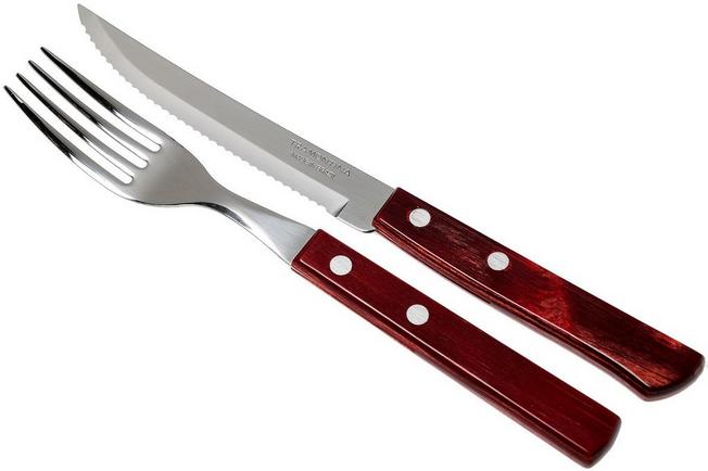 TRAMONTINA 12 PIECE WOOD HANDLE STEAK KNIFE SET