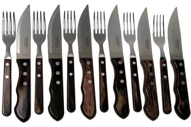 Steak cutlery set CHURRASCO, 12 pcs, wooden handles, Tramontina 