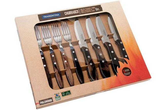 Churrasco BBQ 12 Pc Polywood Fork and Steak Knife Set - Tramontina US