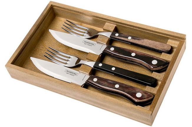 Tramontina Churrasco Premium Bueno steak knife set brown 4-piece