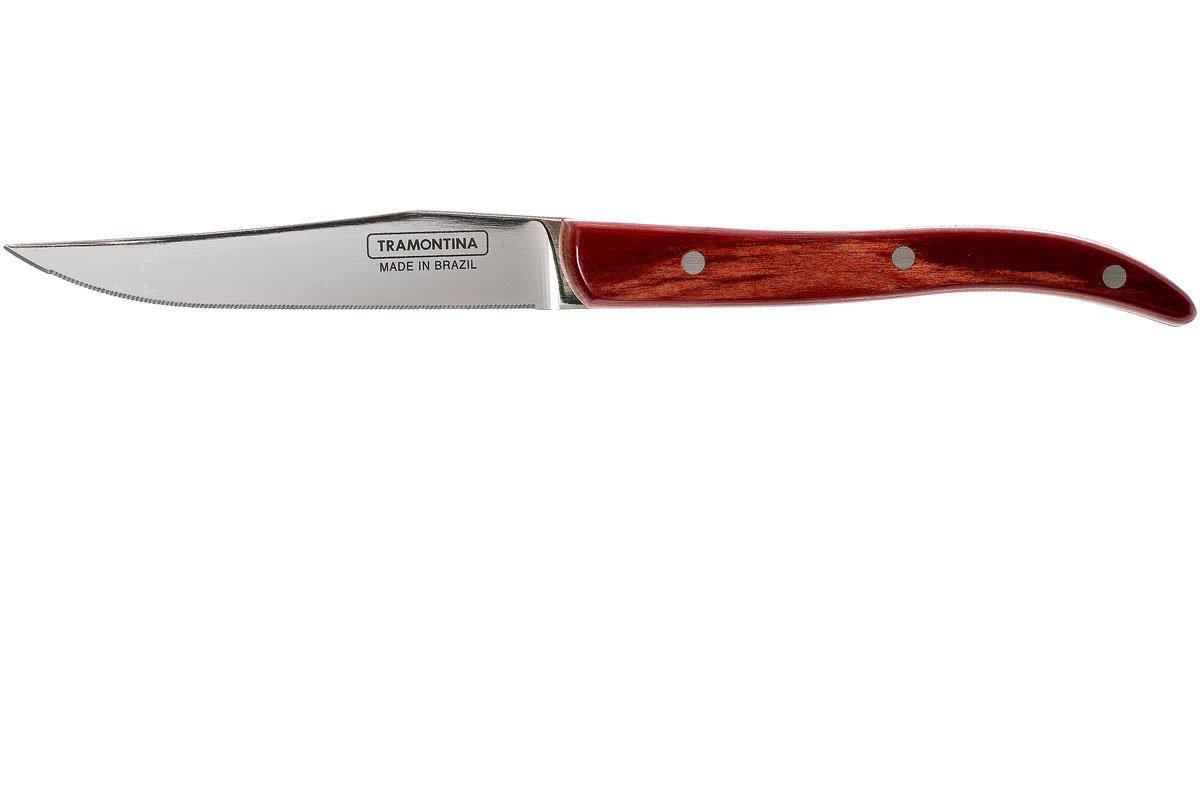 Tramontina Steakmesser-Set Spanish Style – 6-teilig, Edelstahl, Holzgriff, Für Steak & Pizza