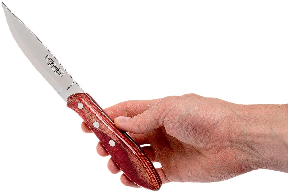 Tramontina 22299/011 Set Posate Da Bistecca, 14 Pezzi Con Manico Di Legno Naturale Doppiatriplice Chiodatura 40081297