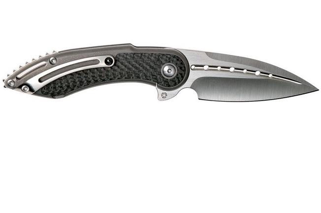 Image for Todd Begg Mini Glimpse CF Inlay, Satin Blade, Silver Handle pocket knife
