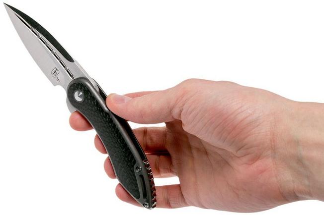 Image for Todd Begg Mini Glimpse CF Inlay, Satin Blade, Silver Handle pocket knife