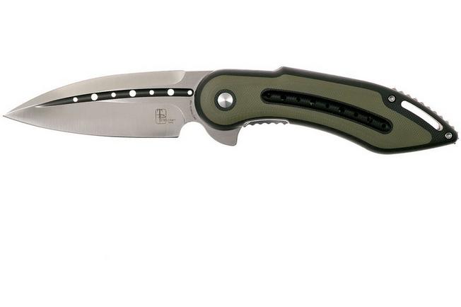 Image for Todd Begg Steelcraft Glimpse, satin fluted blade, black green handle WKG13F