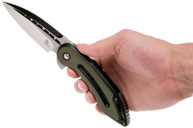 Image for Todd Begg Steelcraft Glimpse, satin fluted blade, black green handle WKG13F
