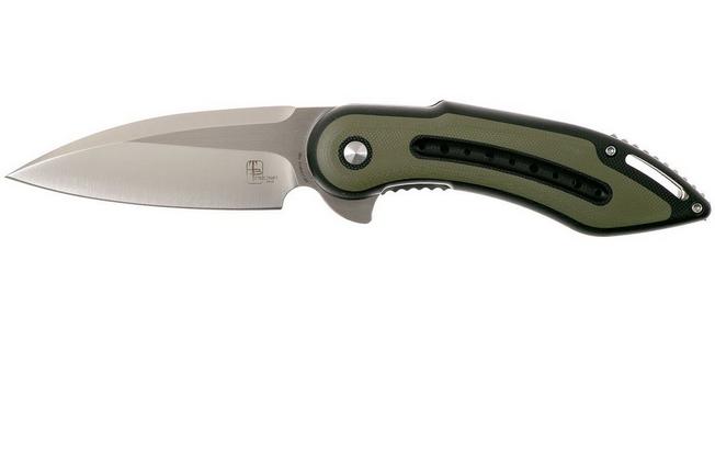 Image for Todd Begg Steelcraft Glimpse, satin non-fluted blade, black green handle