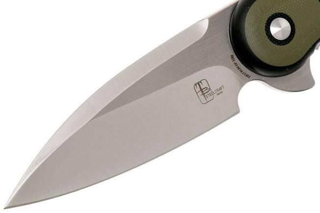 Image for Todd Begg Steelcraft Glimpse, satin non-fluted blade, black green handle