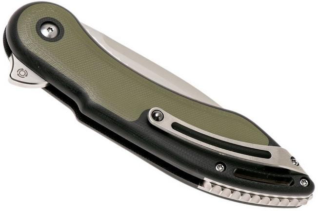 Image for Todd Begg Steelcraft Glimpse, satin non-fluted blade, black green handle