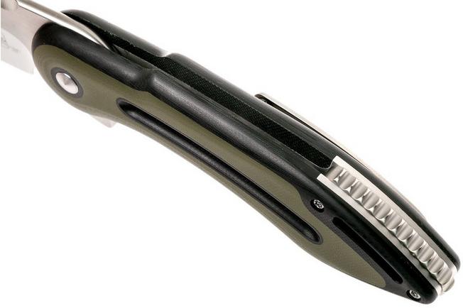 Image for Todd Begg Steelcraft Glimpse, satin non-fluted blade, black green handle