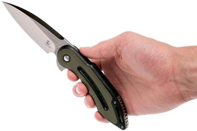 Image for Todd Begg Steelcraft Glimpse, satin non-fluted blade, black green handle