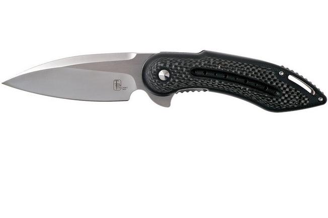 Image for Todd Begg Steelcraft Glimpse, satin non-fluted blade, black G10 and WKGCF1N