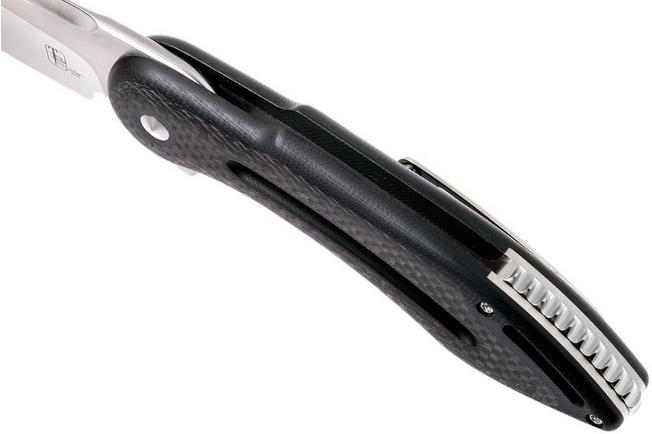 Image for Todd Begg Steelcraft Glimpse, satin non-fluted blade, black G10 and WKGCF1N
