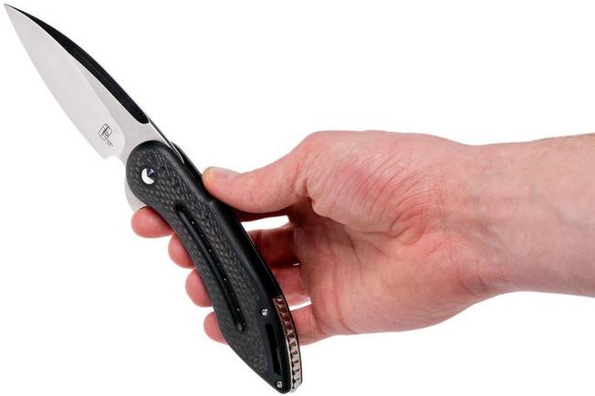 Image for Todd Begg Steelcraft Glimpse, satin non-fluted blade, black G10 and WKGCF1N